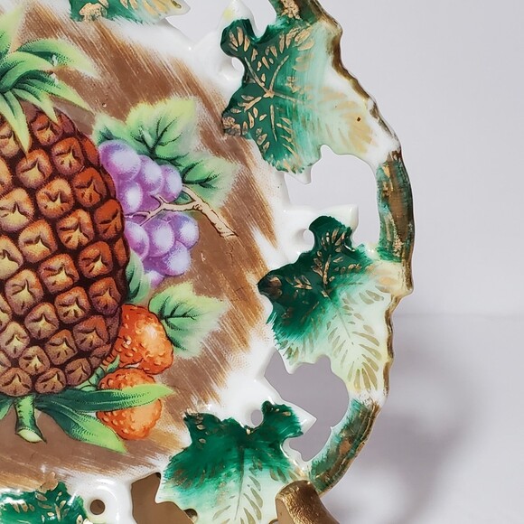 Royal Sealy Fruit Teacup and Saucer Pineapple Grapes Strawberries - Picture 9 of 10